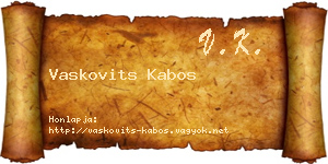 Vaskovits Kabos névjegykártya
